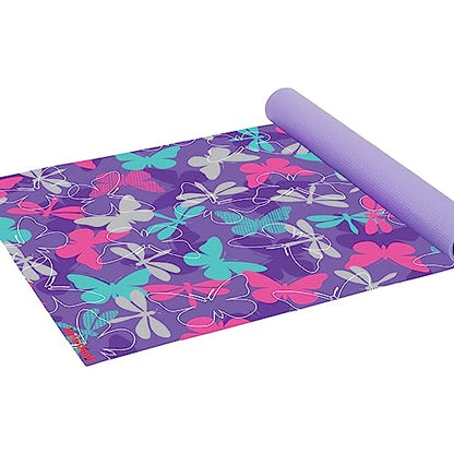 Antsy Pants Yoga Mat for Stretching and Yoga - color: Purple Butterflies