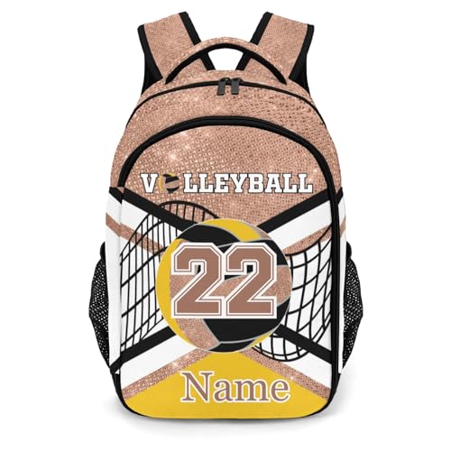 Rose Gold Volleyball Print Customized Waterproof Backpacks Shoulders Daypacks Bags - color: Muilti 24