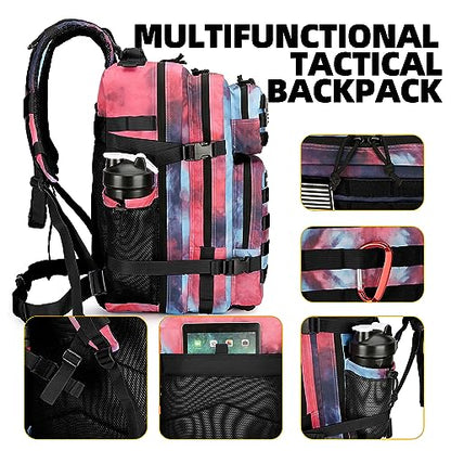 Lovelinks21 25L Tactical Backpack Military Tactical Backpack for Men and Women Small Assault Pack Outdoor Travel Hiking Camping Rucksack with Molle Webbing (Nebula Camo) - color: Nebula Camo