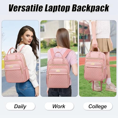 Tealari Laptop Backpack for Women,15.6 Inch Laptop Backpack for Work,Water Resistant Travel Backpack,College Bookbag with Wallet (Pink-1) - color: Pink-1