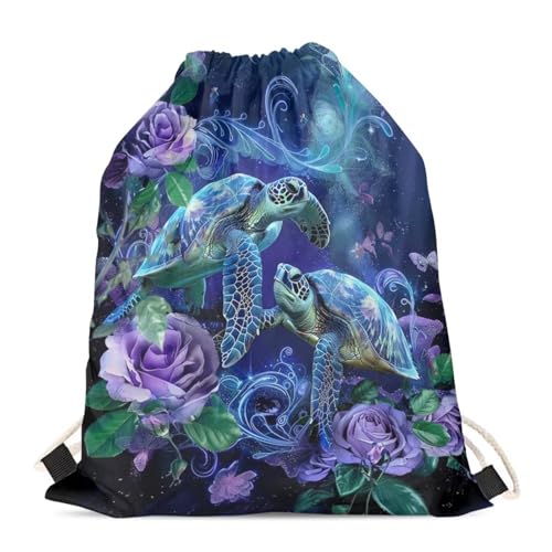 Upetstory Sea Turtle Drawstring Backpack Gym Bag Cinch Sackpack Foldable Draw String Back Bag for Women, Teen Girls, Kids Sports, Gym, Travel, Swimming, Beach - color: 1 Sea Turtle