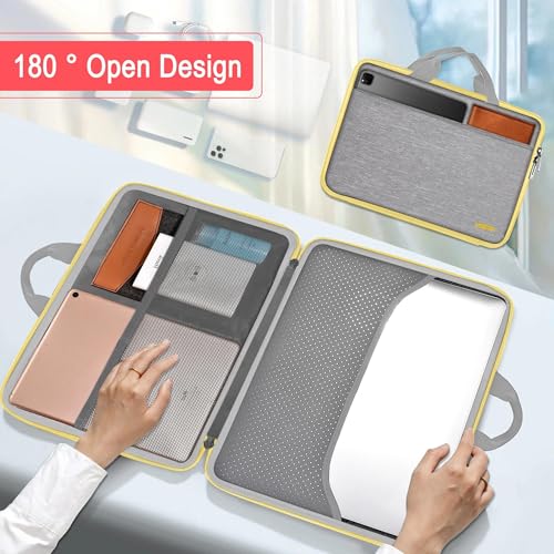 Hseok Laptop Case 13.3-14 inch Sleeve, TSA Computer Handbag Water-Resistant and Shockproof Bag Compatible with MacBook Pro/Neo 14", Mac Air/Pro 13.3" and 13"-14" Notebooks Chromebooks,Gray-Yellow - color: Light Gray-yellow