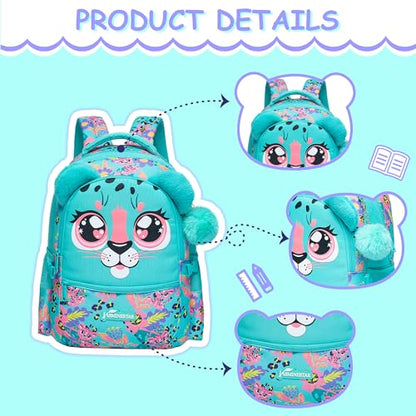 Kids Backpacks for Girls School Bag Cute Girls Backpacks Ages 8-10 with Lunch Box Pencil Case Bookbag Set Travel Backpack for Preschool Kindergarten Elementary Students - color: 01 Green