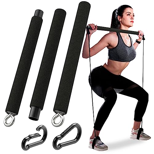 Tribe Lifting Resistance Band Bar - Portable Steel Workout Bar for Resistance Bands - Adjustable 38 to 26 Inch - Straight Bar Attachment for Cable Machine and Home Gym Exercises
