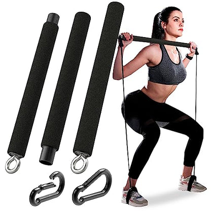 Tribe Lifting Resistance Band Bar - Portable Steel Workout Bar for Resistance Bands - Adjustable 38 to 26 Inch - Straight Bar Attachment for Cable Machine and Home Gym Exercises