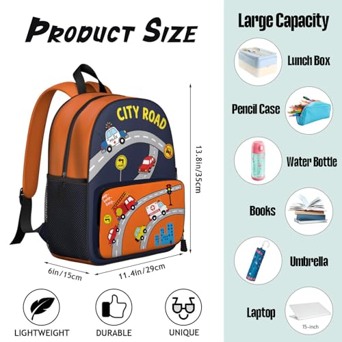 Toddler Backpack for Kids 4-6 – Cute Driving Car Kids Backpack, Fun Preschool Kindergarten Daycare Bag with Padded Straps & Chest Clip, Small Backpack for Kids Travel & Road Trip Gift - color: Cute Driving Car