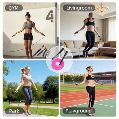 YUEDONG Cardio Jump Rope for Women & Men, 5mm PVC Fitness Rope for Weight Loss & Home Workouts - color: BLACK