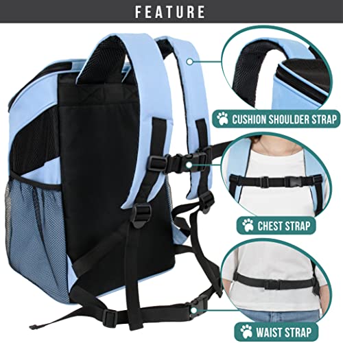 PetAmi Cat Backpack Carrier, Airline Approved Pet Carrier Backpack for Small Dogs and Large Cats, Soft Sided Collapsible Ventilated with Sherpa Bed for Hiking Travel, Max 18 lbs, Light Blue - color: Light Blue