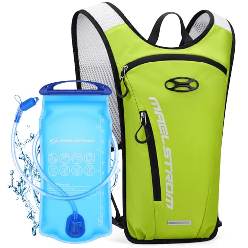 Maelstrom Hydration Backpack, Hiking Backpack with 2L Water Bladder, Running Hydration Vest for Cycling Hiking Rave for Men Women - color: Light Green