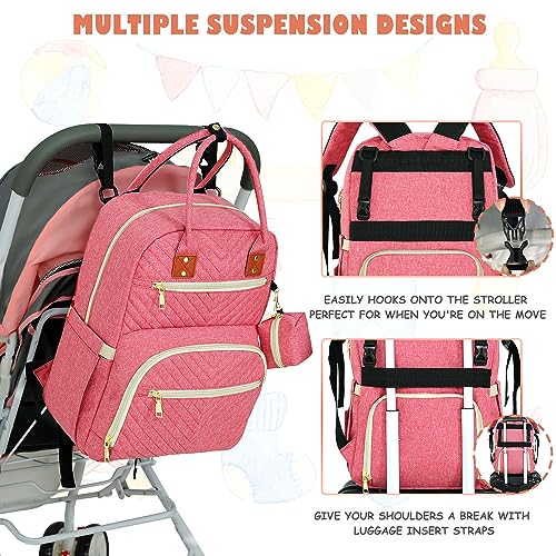 Tenot Baby Diaper Bag Backpack, Travel Diaper Bags for Babys Girl Boy Large Capacity Baby Bag Backpack for Women Pink - color: Pink