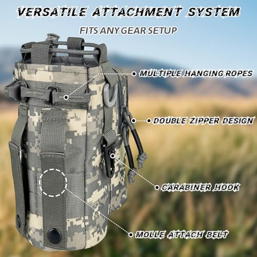 Water Bottle Holder with Strap - Tactical Insulated Water Bottle Sleeve with MOLLE System Water Bottle Cover Cross-Body Pouch for Walking Hiking Camping Gym 32oz&40oz - color: Ocean Camo