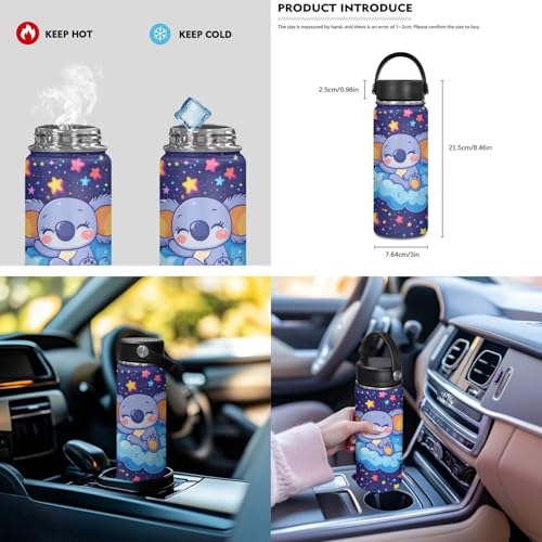ZOUTAIRONG Boys Girls School Bags Insulated Water Bottle for Hot & Cold Drinks, Cartoon Koala Print Trendy Casual Backpack with Side Pockets - color: Cartoon Koala
