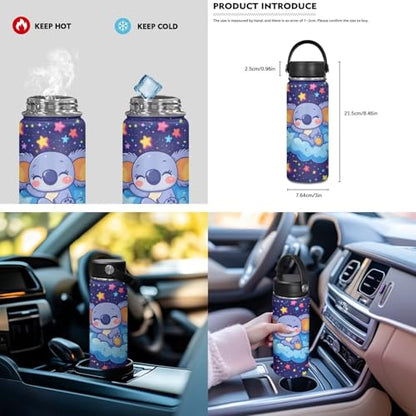 ZOUTAIRONG Boys Girls School Bags Insulated Water Bottle for Hot & Cold Drinks, Cartoon Koala Print Trendy Casual Backpack with Side Pockets - color: Cartoon Koala