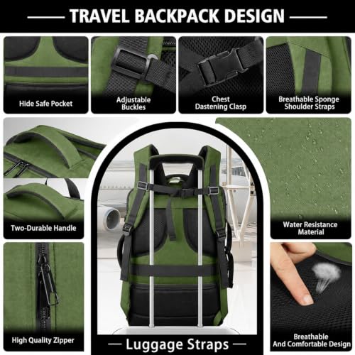 TSA-Friendly Carry On Backpack 35-45L Expandable with LifetimeWarranty - color: Green, size: 17.3inch - 19.2"x13.4"x7.9"(+2.7")