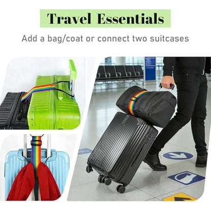 Multi Use Strong Adjustable Luggage Connector Straps for Suitcases,2 Pack Flexible Luggage Accessories Elastic Fastening Bag Strap (Rainbow) - color: Rainbow
