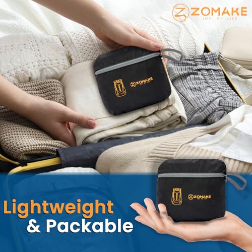 ZOMAKE Ultra Lightweight Packable Backpack 25L, Foldable Hiking Backpacks Water Resistant Small Folding Daypack for Travel(Black & Medium Grey) - color: Black & Medium Grey