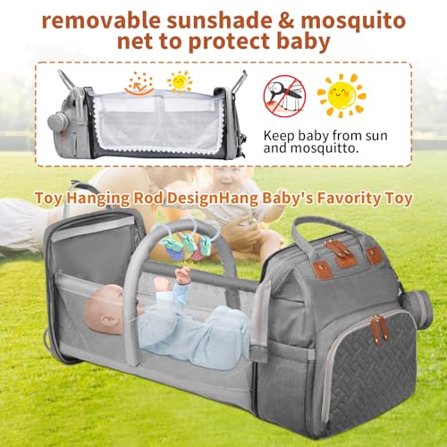 Baby Diaper Bags with Changing Station, Multifunctional Diaper Bag Backpack for Moms Dads with USB Charging Port, Waterproof Travel Diaper, Baby Shower Gifts for Baby Boy & Girls (Gray) - color: Gray