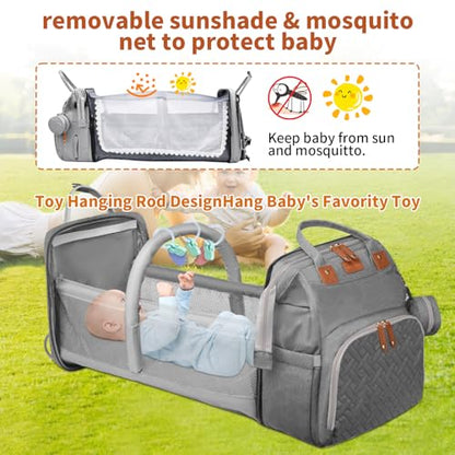 Baby Diaper Bags with Changing Station, Multifunctional Diaper Bag Backpack for Moms Dads with USB Charging Port, Waterproof Travel Diaper, Baby Shower Gifts for Baby Boy & Girls (Gray) - color: Gray