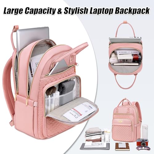 Tealari Laptop Backpack for Women,15.6 Inch Laptop Backpack for Work,Water Resistant Travel Backpack,College Bookbag with Wallet (Pink-1) - color: Pink-1