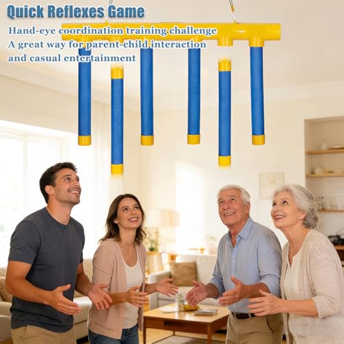 Shelprojsu Reflex Drop Sticks Challenge Game, 3 Adjustable Catching Falling Sticks Game, Hand Eye Coordination Training Game, Reaction Time Training Hand Speed Challenge Game - color: Blue