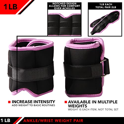 JFIT Ankle Weights - Ankle Weight Pair 10 Weight and Bundle Options - 0.5 to 8 lbs. Each (Set of 2) Adjustable Straps – Comfortable, Breathable, Moisture Absorbent Weight Straps for Men and Women - size: 1 lb Pair