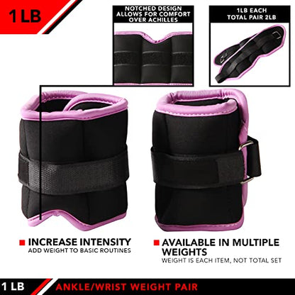 JFIT Ankle Weights - Ankle Weight Pair 10 Weight and Bundle Options - 0.5 to 8 lbs. Each (Set of 2) Adjustable Straps – Comfortable, Breathable, Moisture Absorbent Weight Straps for Men and Women - size: 1 lb Pair