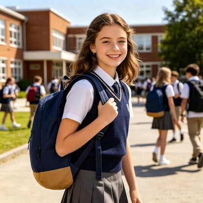 HEAD Waterproof College Backpack for Women & Men, Lightweight Casual Daypack with 15.6 Inch Laptop Compartment, Compact Basic Bag with Inside Water Bottle Pocket for Sport, Fitness, Daily Use - color: Navy
