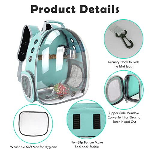 Bird Backpack, Bird Carrier Travel Cage with Perch, Portable Wildbird Carrier Bag, Parrot Parakeet Cockatiel Cage with Food Bowl & Stainless Steel Tray for Conures Budgie Canary Lovebirds Small Animal