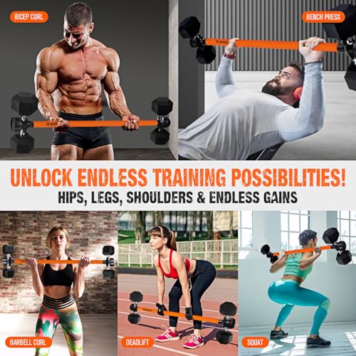 Dumbbell Converter, Convert Dumbbells to Barbell Set, Weight Bar for Bench Presses, Squats, Hip Thrust, Deadlifts, Home Weightlifting and Strength Training, Versatile Home Gym Equipment - color: 1-Orange