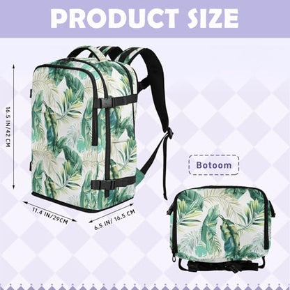 Travel Backpack with Shoe Compartment, 20L Large Capacity Laptop Backpack for Men Women, Tropical Leaves Daypack for Traveling Hiking Carry On