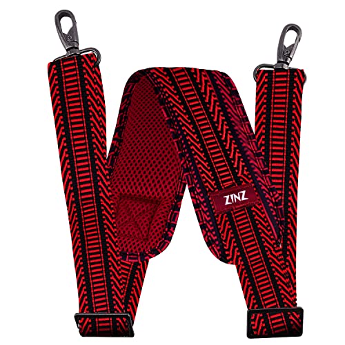 ZINZ 79 inch Shoulder Strap, Extra-thick Fixed Cushion Pad and Dual Clasps Universal Replacement Strap with Metal Swivel Hooks (200cm) (Black&Red Jacquard) - color: Black&red Jacquard
