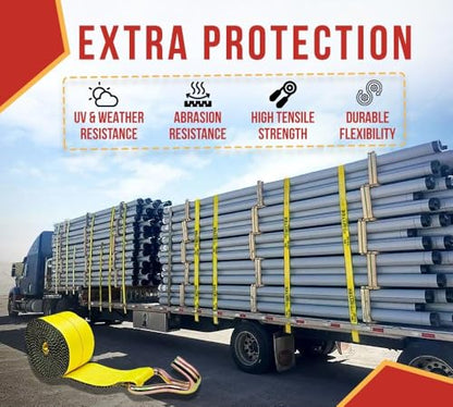 Mytee Products 10 Pack 2" x 15' Winch Straps w/Wire Hook - 3333lbs WLL - Yellow Heavy Duty 2 Inch Cargo Control Tie Down Straps for Flatbed Truck Utility Trailer - color: 10 - Pack, size: 2" x 15'
