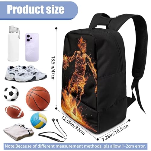 Basketball Backpack With Separate Ball Compartment And Shoes Fit Basketball Volleyball Football - color: Flame Basketball