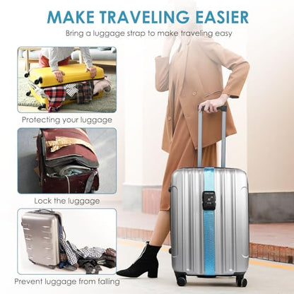Travel Inspira Luggage Straps for Suitcases with TSA Lock, Protect Your Luggage Anti-Burst, High Visibility Color, Easy to Identify Luggage Adjustable Heavy Duty Belt for 20-28 Inch Suitcases - color: Blue