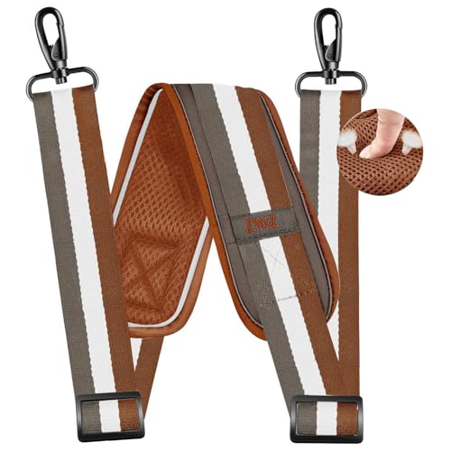 ZINZ 79 inch Shoulder Strap, Extra-thick Fixed Cushion Pad and Dual Clasps Universal Replacement Strap with Metal Swivel Hooks for Laptop Bags, Luggage Bags, Camera, Crossbody(Stripes-BrWGy) - color: Stripes-brwgy