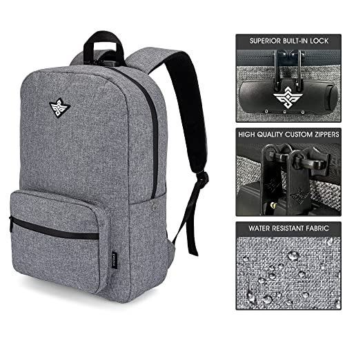 Legend Travel Laptop Back Pack with Anti Theft Combination Lock Weather Resistant Lightweight Book Bag Backpack (Graphite) - color: Graphite