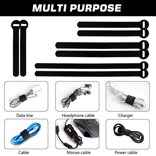 150PCS Reusable Cable Ties - 4+6+8+10inch Multi-Purpose Cable management Hook & Loop Cable Straps Wire Ties,Adjustable Fastening Cord Organizer,Cable Organizer for Home,Office and Data Centers,Black - size: 4"+6"+8"+10"(150 Pack)