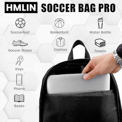 Soccer Backpack with Ball Holder,Youth soccer Bag for Basketball,Volleyball-Includes Separate Shoe Compartment&and Insulation (Black) - color: Black