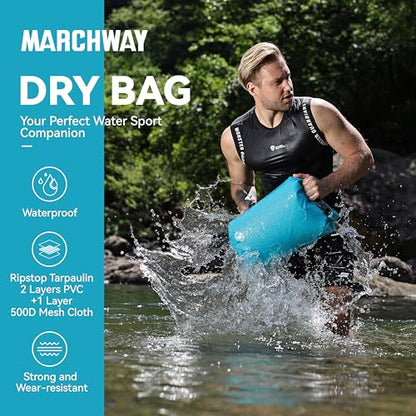 MARCHWAY Floating Waterproof Dry Bag Backpack 5L/10L/20L/30L/40L, Roll Top Sack Keeps Gear Dry for Kayaking, Rafting, Boating, Swimming, Camping, Hiking, Beach, Fishing - color: Shiny Blue, size: 5L