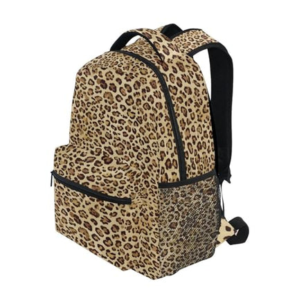 ALAZA Animal Leopard Print Brown Stylish Backpack Purse for Women Girls Kids School Personalized Laptop iPad Tablet Travel School Bag with Multiple Pockets - color: Leopard