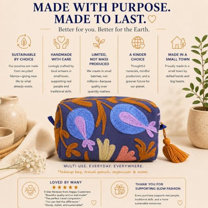 Huar Travel Makeup Bag- Large Capacity Cosmetic Bags for Women - color: Dark Blue