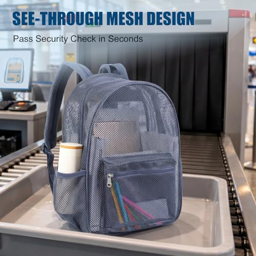 COVAX Mesh Backpack for School Heavy Duty See Through Net Bookbag, Graphite - color: Graphite