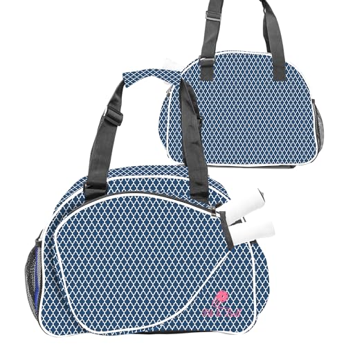 Pik’le’Ball Sport Premium Women's Pickleball Bag – Stylish and Versatile Sports Bag with Water Bottle Holder, Padded Paddle Pocket, and Spacious Design (fits 2+ Paddles!) - color: Classy Blue