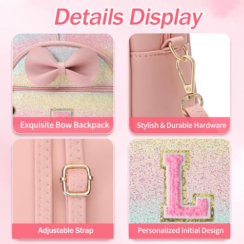 Birthday Gift for 2 3 4 5 6 7 8 9 10 Year old Girls Personalized Initial Mini Backpack Purse for Toddler Kids-Shine-L - color: Shine, style: L