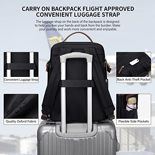 GOLF SUPAGS Laptop Backpack with Separate Laptop Compartment Fits 15.6 Inch Notebook Large Capacity Computer Bag for Women Work Travel College Backpacks (Black) - color: Black