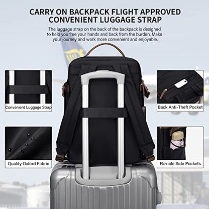 GOLF SUPAGS Laptop Backpack with Separate Laptop Compartment Fits 15.6 Inch Notebook Large Capacity Computer Bag for Women Work Travel College Backpacks (Black) - color: Black