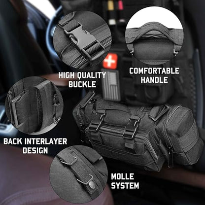 Tactical Duffel Bags for Men, 3P Military Molle Waist Fanny Packs EDC Utility Pouch Crossbody with Shoulder Strap Hand Carry - color: Black