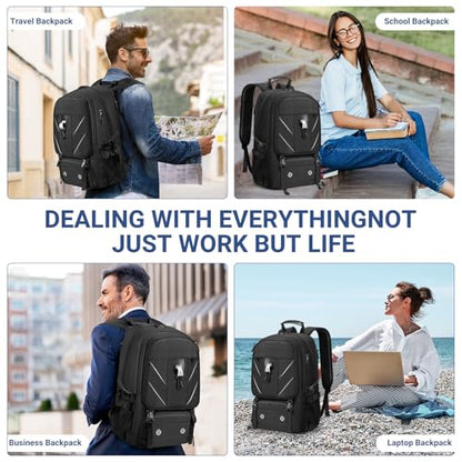 17.3 Inch gym backpack with Shoe Compartment,60L Water Resistant Anti Theft Backpacks with USB Charging Port, Airline Approved Carry on Bag Multiple Compartments,for Men Women Travel - size: 17.3 inch Travel Backpack