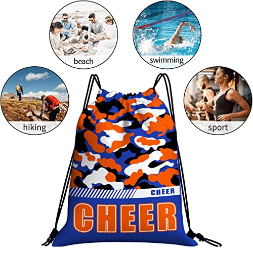 Drawstring Backpack Waterproof Gym Drawstring Bags Sports String Bag Camo Sackpack-Royal Blue Cheer Drawstring Bag - color: Cheer Drawstring Bags-camo Royal Blue