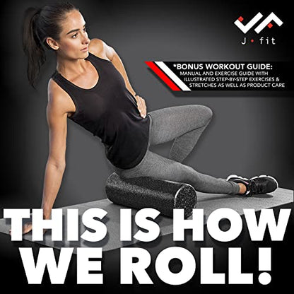 JFIT High Density Foam Roller – EPP Deep Tissue Massage Roller for Muscle Recovery, Myofascial Release & Stretching - color: Solid Blue, size: 24-Inch